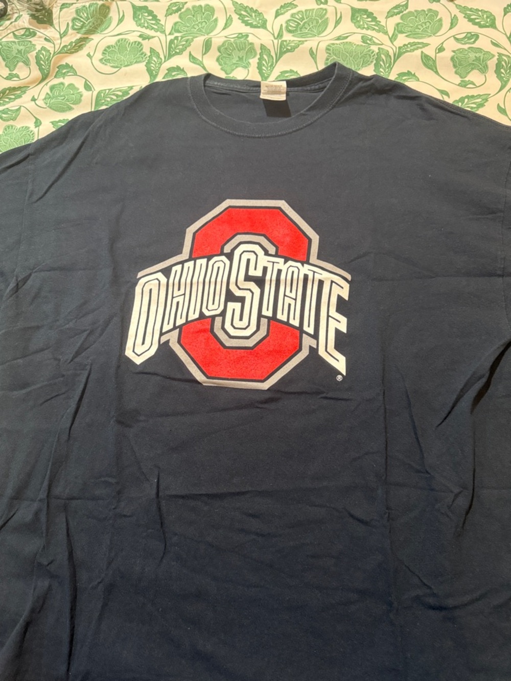 Ohio State Men's Navy Graphic Tee with Red Logo